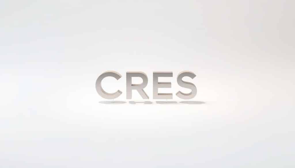 A balanced and harmonious graphic design composition featuring a central focal point of the CRES brand logo, rendered in a minimalist, modern style. The logo is depicted as a three-dimensional, metallic form, subtly illuminated from above, casting soft shadows on a clean, white background. The background gradually transitions to a soft, pastel gradient, creating a sense of depth and tranquility. The overall atmosphere is one of elegant simplicity, with a focus on balance, proportion, and negative space - core principles of impactful graphic design.