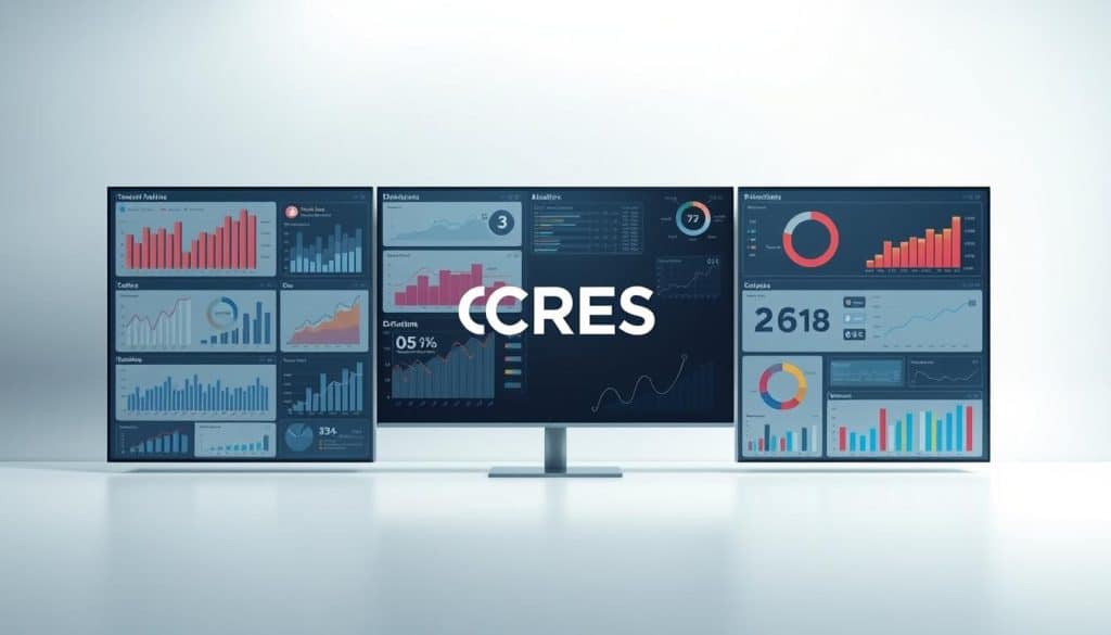 A data visualization panel showcasing a variety of video marketing metrics, against a sleek and minimalist backdrop. The foreground features an array of interactive graphs, charts, and analytics dashboards, meticulously designed to provide comprehensive insights. In the middle ground, the CRES brand logo stands prominently, conveying a sense of authority and expertise. The background is a serene, gradient-based environment, allowing the metrics to take center stage and command attention. Soft, directional lighting casts a subtle glow, creating a professional and polished aesthetic. The overall composition strikes a balance between form and function, effectively illustrating the power and importance of video marketing analytics.