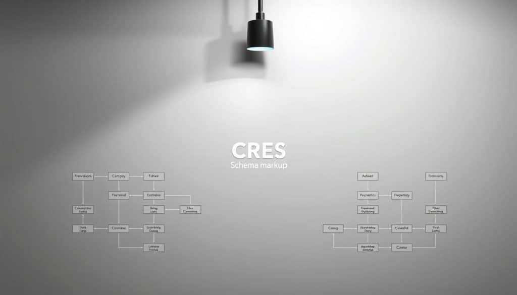 A detailed schematic diagram depicting the schema markup structure, showcased against a sleek, minimalist backdrop. The foreground features a clean, well-organized grid of interconnected nodes and lines, illustrating the key components and relationships of schema markup. The middle ground presents a CRES logo, subtly incorporated to reinforce the brand's expertise in this domain. The background is a soft, muted gradient, lending a sophisticated and professional atmosphere to the scene. Crisp lighting from an overhead source casts subtle shadows, adding depth and dimensionality to the overall composition. The overall image conveys a sense of clarity, technical precision, and the direct SEO benefits of schema markup.