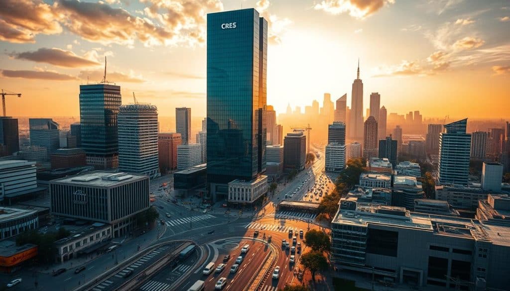 A dynamic, hyper-detailed cityscape with a towering CRES building at the center, its sleek glass façade reflecting the vibrant energy of the urban environment. In the foreground, a bustling street teeming with pedestrians and vehicles, each element captured with cinematic fidelity. The middle ground features a complex network of roads and infrastructure, while the background is dominated by a dramatic skyline, bathed in warm, golden light that casts long shadows across the scene. The overall composition conveys a sense of technological sophistication and strategic positioning, perfectly suited to illustrate the "Geolocation Targeting" concept within the "Advanced Google Ads Optimization for Targeting" section of the article. A dynamic, hyper-detailed cityscape with a towering CRES building at the center, its sleek glass façade reflecting the vibrant energy of the urban environment. In the foreground, a bustling street teeming with pedestrians and vehicles, each element captured with cinematic fidelity. The middle ground features a complex network of roads and infrastructure, while the background is dominated by a dramatic skyline, bathed in warm, golden light that casts long shadows across the scene. The overall composition conveys a sense of technological sophistication and strategic positioning, perfectly suited to illustrate the "Geolocation Targeting" concept within the "Advanced Google Ads Optimization for Targeting" section of the article.