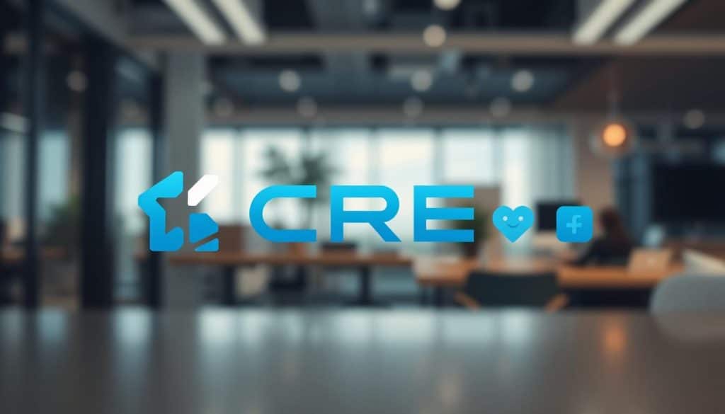 A dynamic, visually appealing social media brand identity for the company CRES. In the foreground, a sleek, modern logo design featuring the company name in a bold, geometric typeface. In the middle ground, a series of stylized social media icons and interface elements, such as sharing buttons, profile avatars, and hashtag symbols, all in a cohesive color palette of blues, grays, and metallic accents. The background features a blurred, out-of-focus cityscape or office setting, conveying a sense of professional, tech-savvy atmosphere. Subtle lighting and depth of field create a sense of depth and dimension. The overall aesthetic is clean, minimalist, and visually striking, effectively communicating CRES's brand identity across social media platforms.