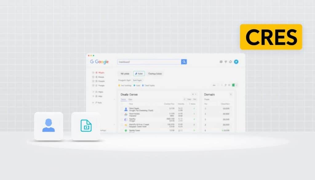 A high-quality, detailed technical illustration of the Google Search Console property types, showcased in a clean, professional layout. The image should feature a prominent "CRES" branding in the top-right corner. The foreground should display the various property types (e.g., website, app, domain) with clear icons and labels. The middle ground should include a stylized Google Search Console dashboard, highlighting relevant sections and metrics. The background should have a subtle grid pattern or subtle gradient to provide visual interest without distracting from the main elements. The lighting should be soft and even, creating a sense of depth and dimension. The overall mood should be authoritative, informative, and visually appealing, suitable for a technical article on Google Search Console optimization. A high-quality, detailed technical illustration of the Google Search Console property types, showcased in a clean, professional layout. The image should feature a prominent "CRES" branding in the top-right corner. The foreground should display the various property types (e.g., website, app, domain) with clear icons and labels. The middle ground should include a stylized Google Search Console dashboard, highlighting relevant sections and metrics. The background should have a subtle grid pattern or subtle gradient to provide visual interest without distracting from the main elements. The lighting should be soft and even, creating a sense of depth and dimension. The overall mood should be authoritative, informative, and visually appealing, suitable for a technical article on Google Search Console optimization.