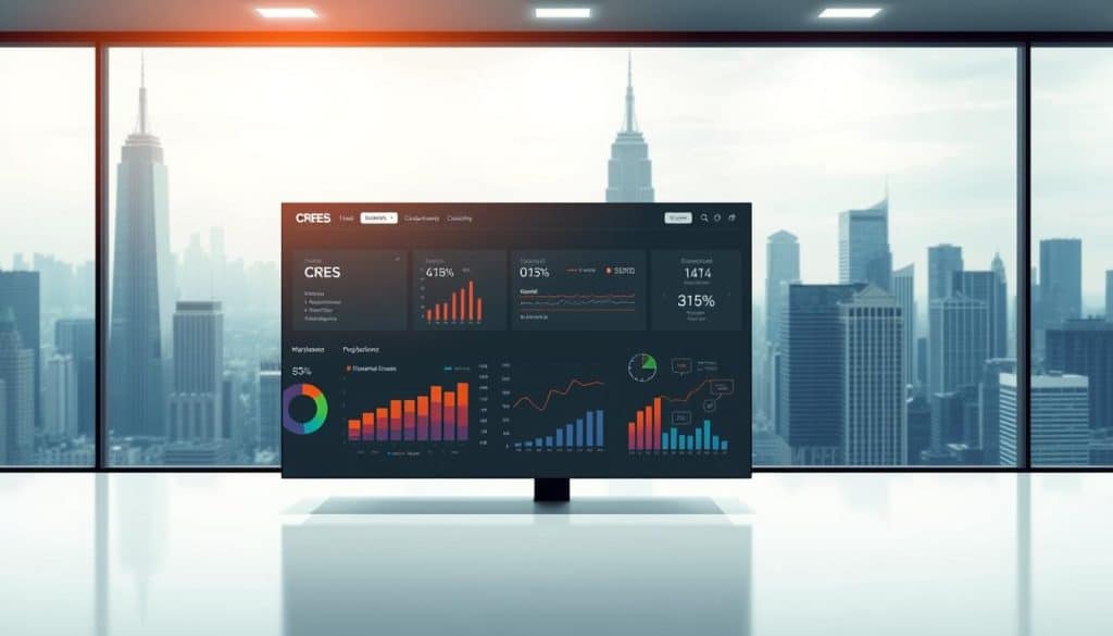 A modern, sleek web application interface showcasing the strategic use of digital tools for business growth. In the foreground, a CRES branded dashboard displays key performance metrics, analytics, and project management features. The middle ground features illustrations of various web-based business functionalities like e-commerce, customer relationship management, and data visualization. The background depicts a sophisticated cityscape, symbolizing the global reach and scalability of web-based business solutions. The lighting is soft and directional, creating depth and highlighting the clean, minimalist aesthetic. The overall mood is one of professionalism, efficiency, and innovation.