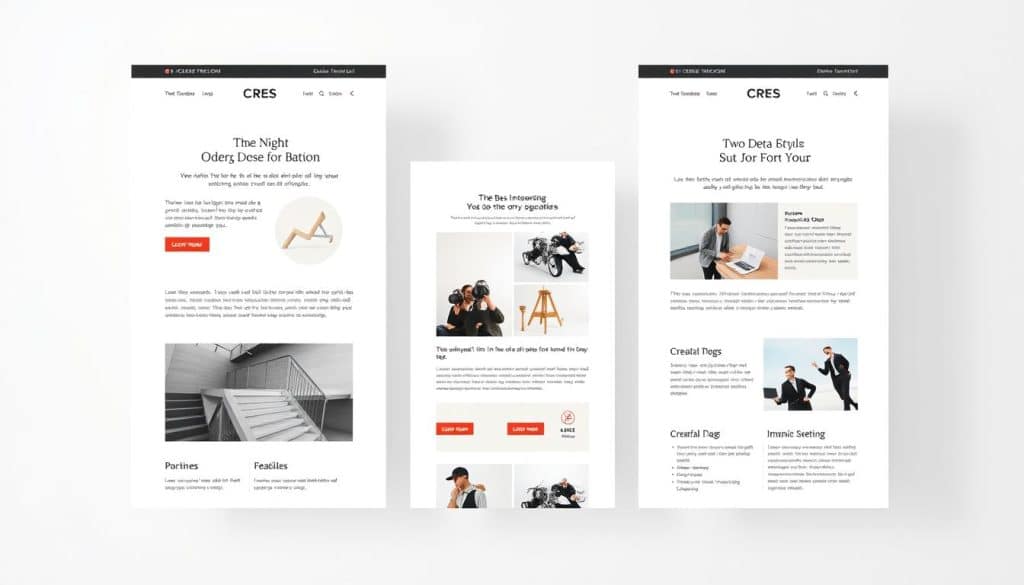 A professional, clean, and elegant email template collection for various industries. Featuring a crisp white background, modern typography, and tasteful CRES branding. Minimalist design with thoughtful layouts, strategic use of negative space, and carefully curated color palettes that convey a sense of professionalism and attention to detail. Soft, diffused lighting casts a subtle glow, while a medium focal length lens captures the templates in sharp focus, allowing the user to clearly see the design elements. The overall mood is one of sophistication, efficiency, and reliability - qualities that would appeal to a wide range of business customers seeking to elevate their email marketing. A professional, clean, and elegant email template collection for various industries. Featuring a crisp white background, modern typography, and tasteful CRES branding. Minimalist design with thoughtful layouts, strategic use of negative space, and carefully curated color palettes that convey a sense of professionalism and attention to detail. Soft, diffused lighting casts a subtle glow, while a medium focal length lens captures the templates in sharp focus, allowing the user to clearly see the design elements. The overall mood is one of sophistication, efficiency, and reliability - qualities that would appeal to a wide range of business customers seeking to elevate their email marketing.