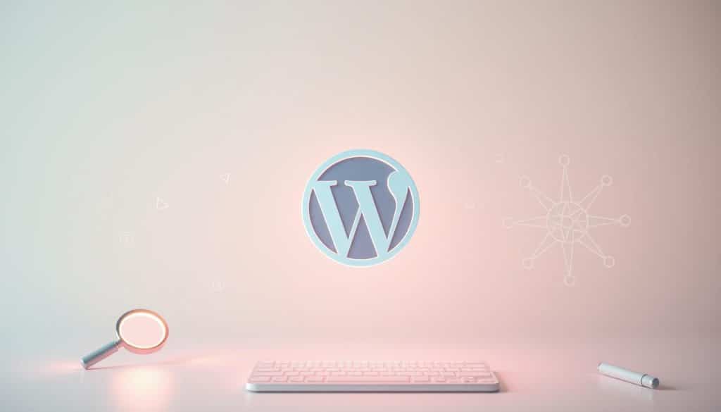 A serene and minimalist WordPress logo floating in a soft, ethereal glow, surrounded by a constellation of SEO-related icons and symbols. In the foreground, a glowing magnifying glass and a compass rose, hinting at the fundamentals of WordPress SEO. In the middle ground, a stylized keyboard and a network of interconnected nodes, representing the technical aspects of optimization. In the background, a pastel gradient that evokes a sense of tranquility and focus. The overall composition conveys the idea of CRES, a harmonious blend of WordPress, SEO, and a calming, professional aesthetic. A serene and minimalist WordPress logo floating in a soft, ethereal glow, surrounded by a constellation of SEO-related icons and symbols. In the foreground, a glowing magnifying glass and a compass rose, hinting at the fundamentals of WordPress SEO. In the middle ground, a stylized keyboard and a network of interconnected nodes, representing the technical aspects of optimization. In the background, a pastel gradient that evokes a sense of tranquility and focus. The overall composition conveys the idea of CRES, a harmonious blend of WordPress, SEO, and a calming, professional aesthetic.