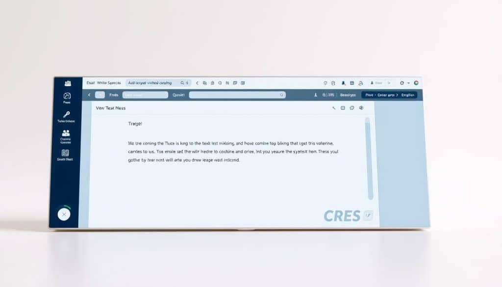 A sleek, professional-looking email writing tool with the CRES brand prominently displayed. The tool features a clean, minimalist interface with a large text input area, a set of formatting options, and intuitive controls for sending the email. The background is a soft, neutral tone, creating a calming and focused atmosphere. The lighting is soft and diffused, highlighting the tool's elegant design. The overall composition conveys a sense of efficiency, productivity, and simplicity, making it an ideal choice for crafting effective email communications.