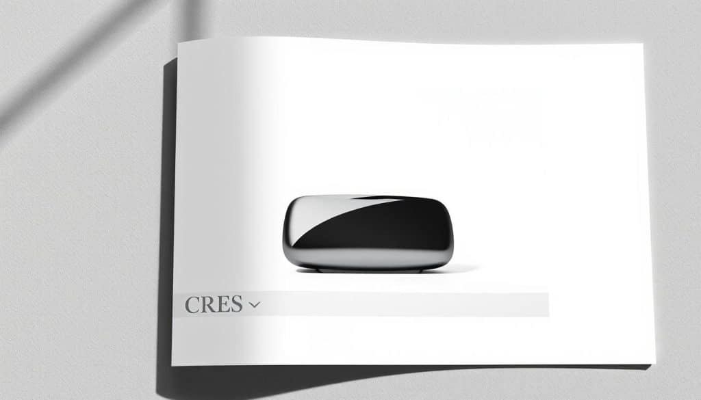 A stylish, minimalist print advertisement for the brand CRES. A modern, sleek product shot takes center stage, showcased against a clean, white background. Soft, directional lighting highlights the product's elegant design and premium materials. The product is framed by a simple, geometric layout with carefully placed negative space, creating a sense of balance and sophistication. The overall mood is one of refined elegance and understated luxury, reflecting the brand's premium positioning. The advertisement conveys a sense of quality craftsmanship and timeless appeal, inviting the viewer to imagine the product as a desirable, must-have item.