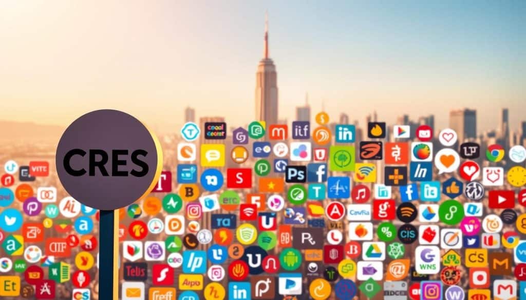 A vibrant array of programming languages, represented by colorful symbols and icons, fills the frame. In the foreground, the CRES logo stands prominently, casting a soft glow across the scene. The middle ground features a diverse collection of programming language logos, each with its unique design and personality, arranged in a dynamic and visually striking composition. The background showcases a sleek, minimalist cityscape, hinting at the urban landscape where web applications thrive. The lighting is warm and inviting, creating a sense of depth and atmosphere that enhances the overall visual impact. The camera angle is slightly elevated, providing a comprehensive view of the subject matter and emphasizing the interconnectedness of the programming languages within the web development ecosystem.
