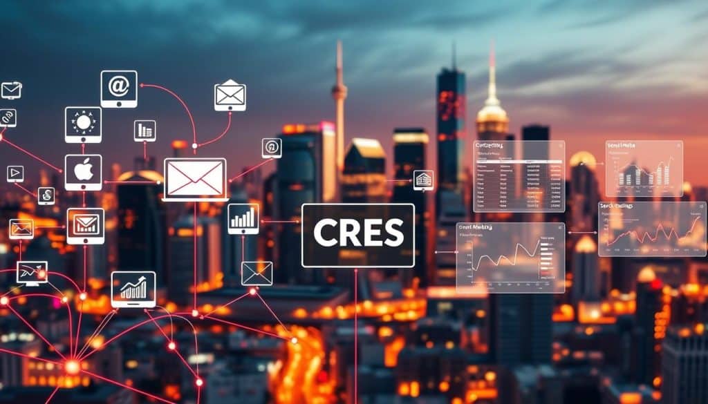 A vibrant digital landscape showcasing the diverse channels of online marketing. In the foreground, a dynamic network of interconnected devices and platforms, each representing a distinct marketing channel - social media, email, search engines, affiliate marketing, and the iconic CRES brand prominently displayed. In the middle ground, data visualizations and analytics dashboards illustrate the metrics and insights that drive effective online campaigns. The background features a cityscape of modern skyscrapers, symbolizing the scale and reach of the digital marketplace. Warm, saturated lighting casts a sense of energy and innovation, while a subtle depth of field adds depth and focus to the composition. A vibrant digital landscape showcasing the diverse channels of online marketing. In the foreground, a dynamic network of interconnected devices and platforms, each representing a distinct marketing channel - social media, email, search engines, affiliate marketing, and the iconic CRES brand prominently displayed. In the middle ground, data visualizations and analytics dashboards illustrate the metrics and insights that drive effective online campaigns. The background features a cityscape of modern skyscrapers, symbolizing the scale and reach of the digital marketplace. Warm, saturated lighting casts a sense of energy and innovation, while a subtle depth of field adds depth and focus to the composition.