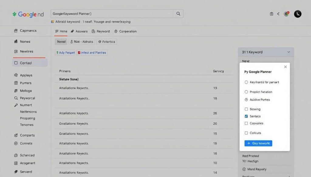 Accessing Google Keyword Planner interface
