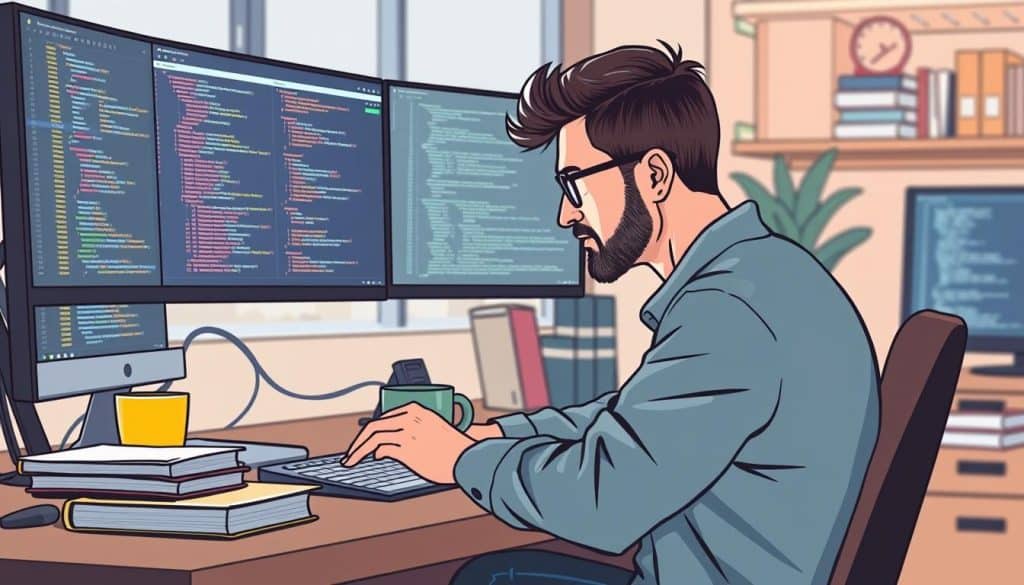 An image of a Python developer working on a web application project