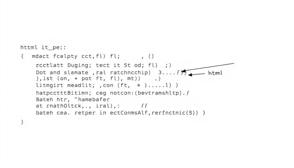 An image of a simple HTML code snippet highlighting basic structure elements