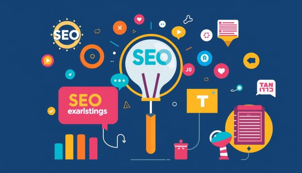 An image representing various digital marketing services such as SEO, social media marketing, and content creation.