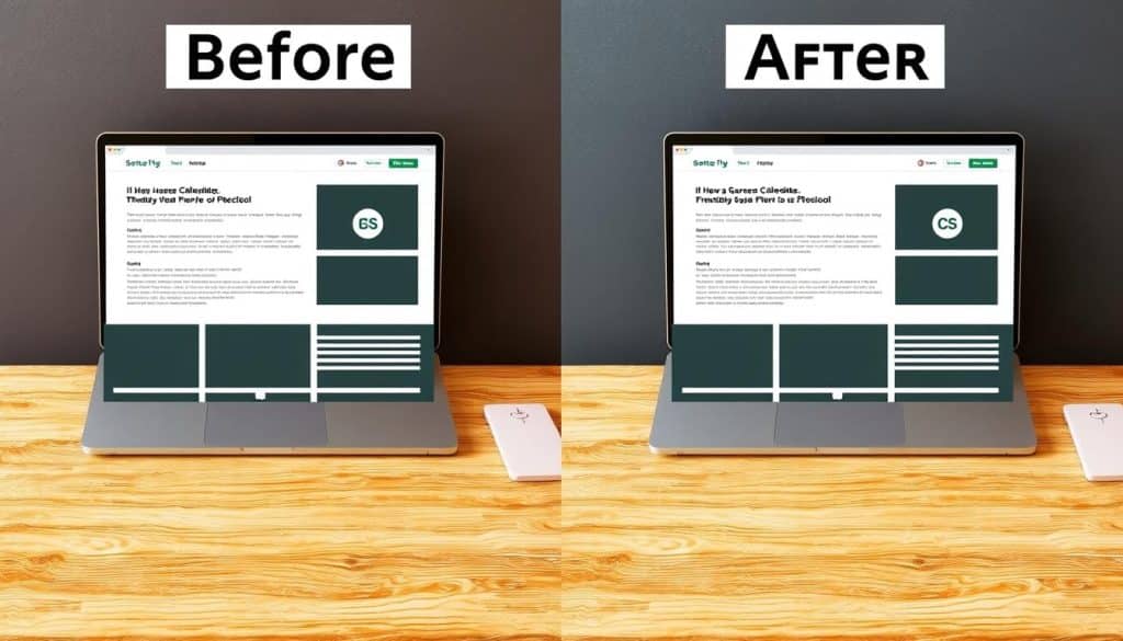 An image showing a before-and-after comparison of a web page with and without CSS styling