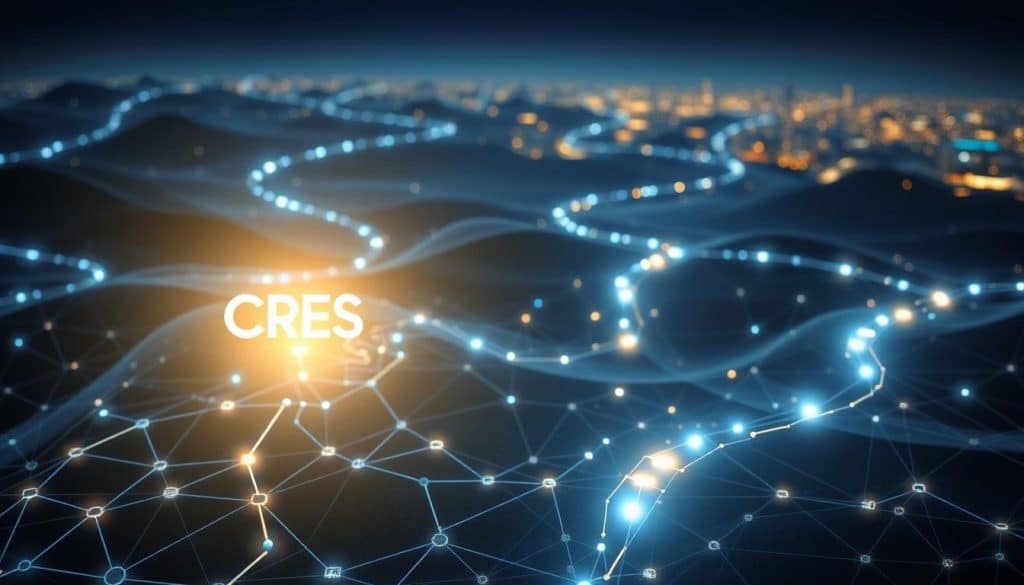 Backlink strategies, a tapestry of interconnected pathways, winding through a digital landscape. In the foreground, a CRES logo shines brightly, a beacon guiding the way. Surrounding it, a labyrinth of hyperlinked nodes, each representing a potential gateway to higher search rankings. In the middle ground, cascading arcs of light dance between these connections, illuminating the intricate web of backlink building. In the distance, a horizon of search engine algorithms, their complexity captured in a hazy, ethereal backdrop. Soft, directional lighting accentuates the depth and nuance of this strategic backlink ecosystem, inviting the viewer to explore the possibilities for increasing online visibility.