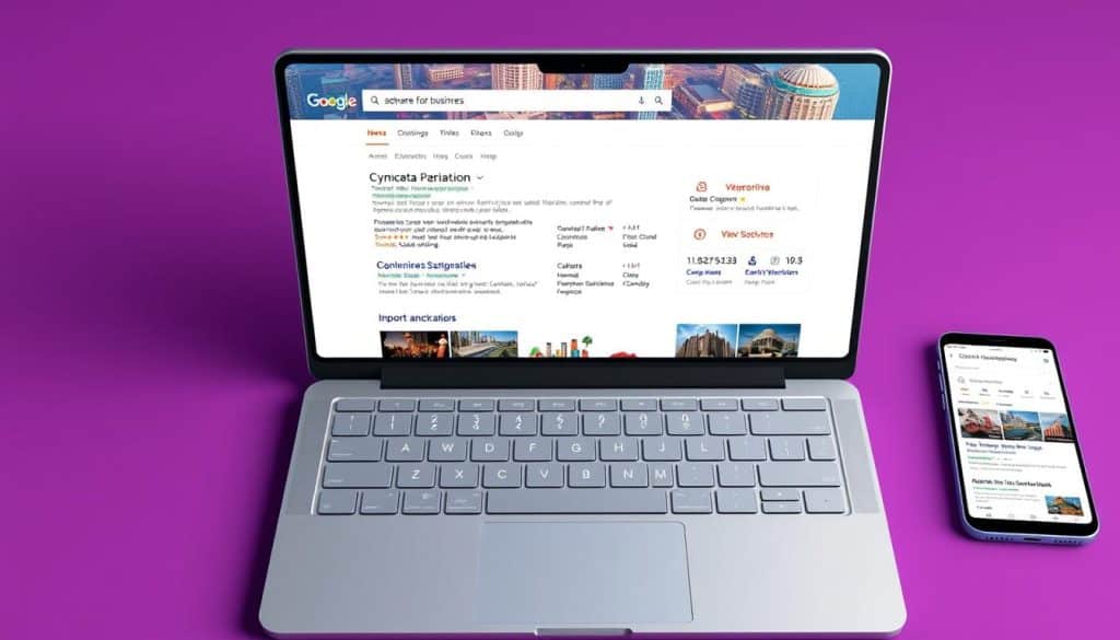 Create an image of a Qatari business website with rich results in Google search Create an image of a Qatari business website with rich results in Google search
