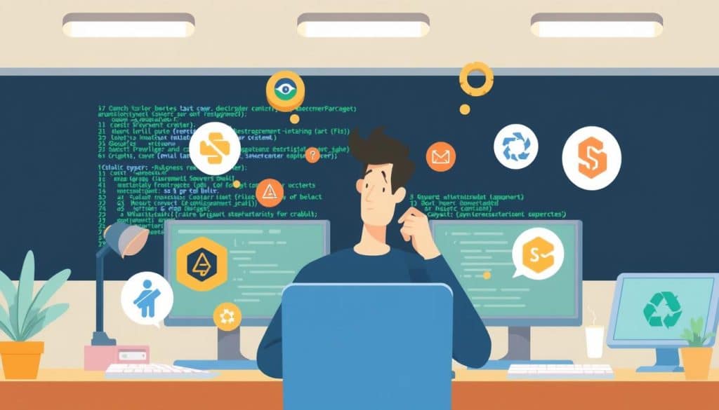 Create an image of a developer choosing a server-side programming language