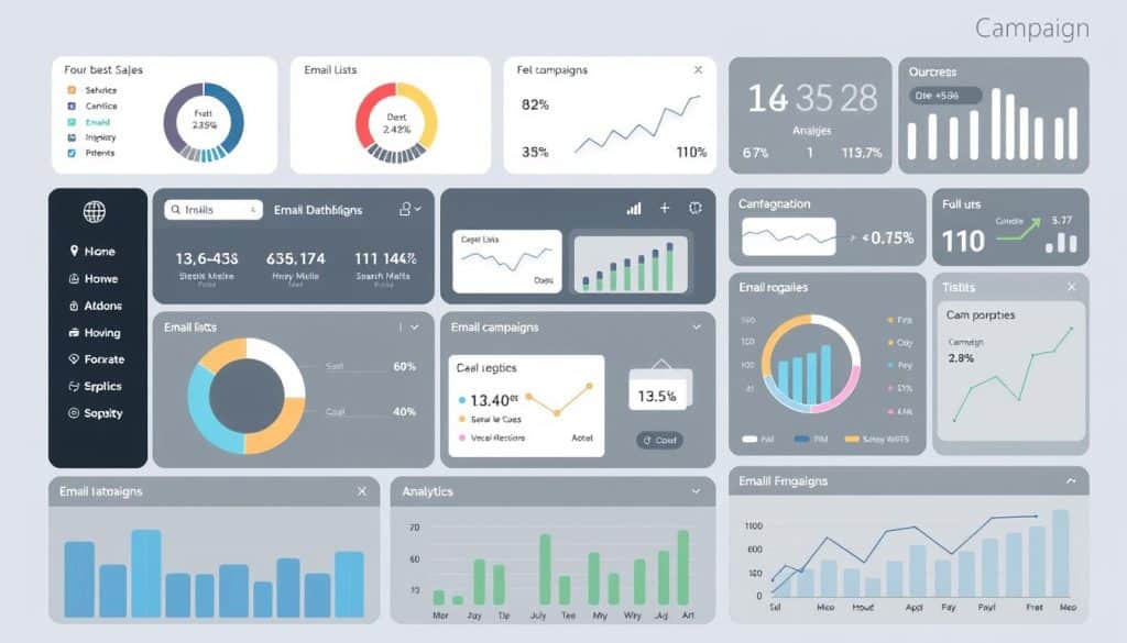 Create an image of a professional email campaign dashboard