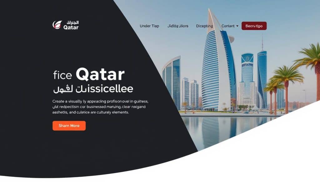 Create an image of a professionally designed Google Site for a Qatar business