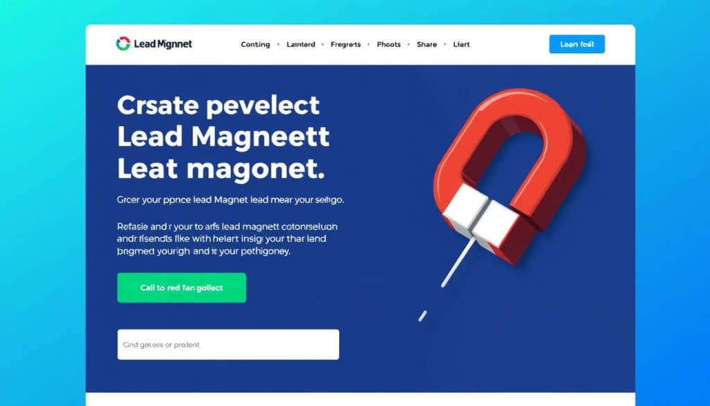 Create an image of a well-designed lead magnet landing page with a clear call-to-action.