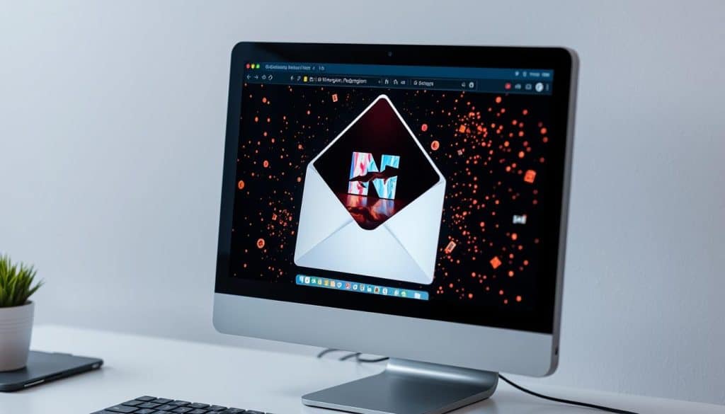 Create an image of an email on a screen with engaging content
