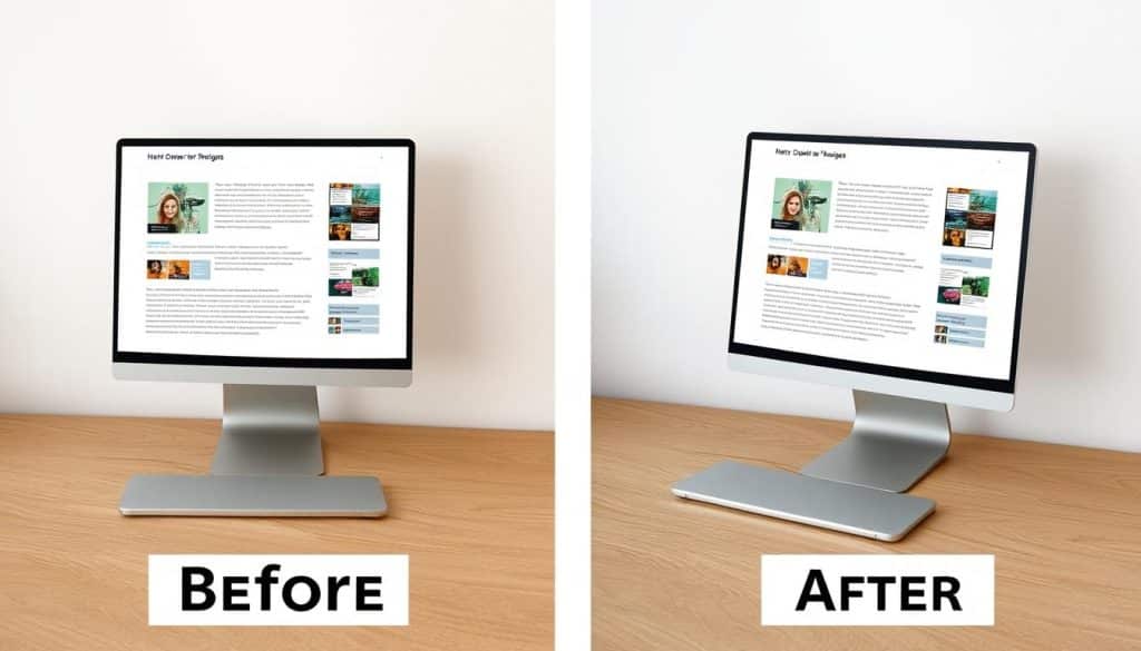 Create an image showing a before-and-after comparison of a web page with and without CSS styling
