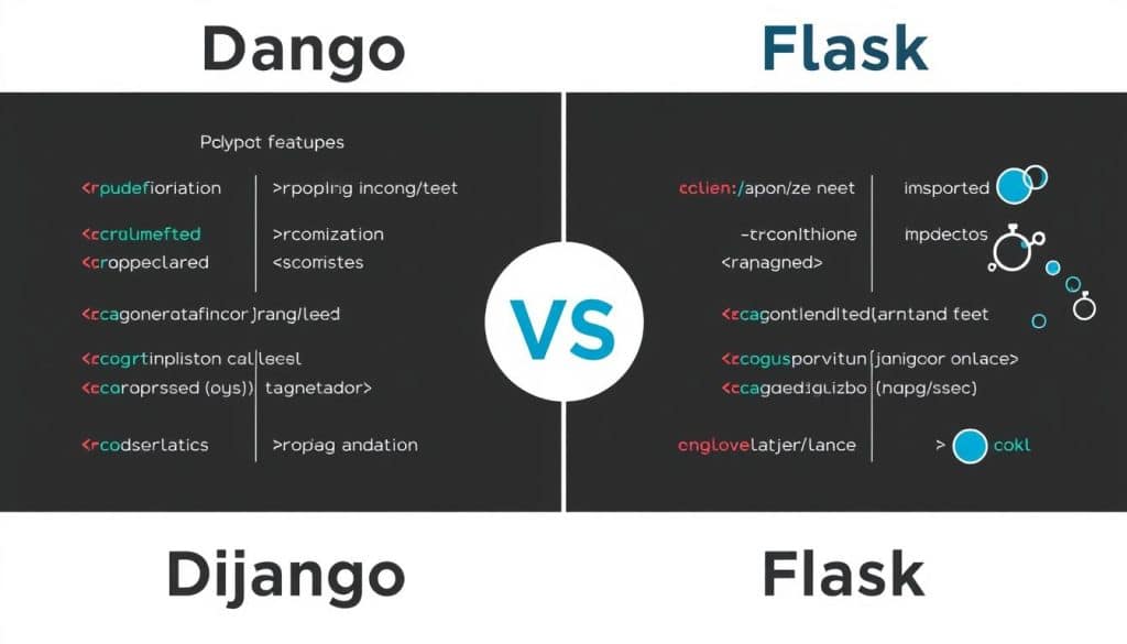 Generate an image comparing Django and Flask in the context of Python web development.