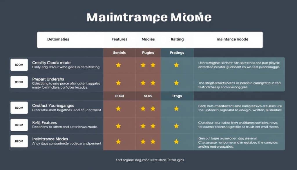 Generate an image comparing different maintenance mode plugins.