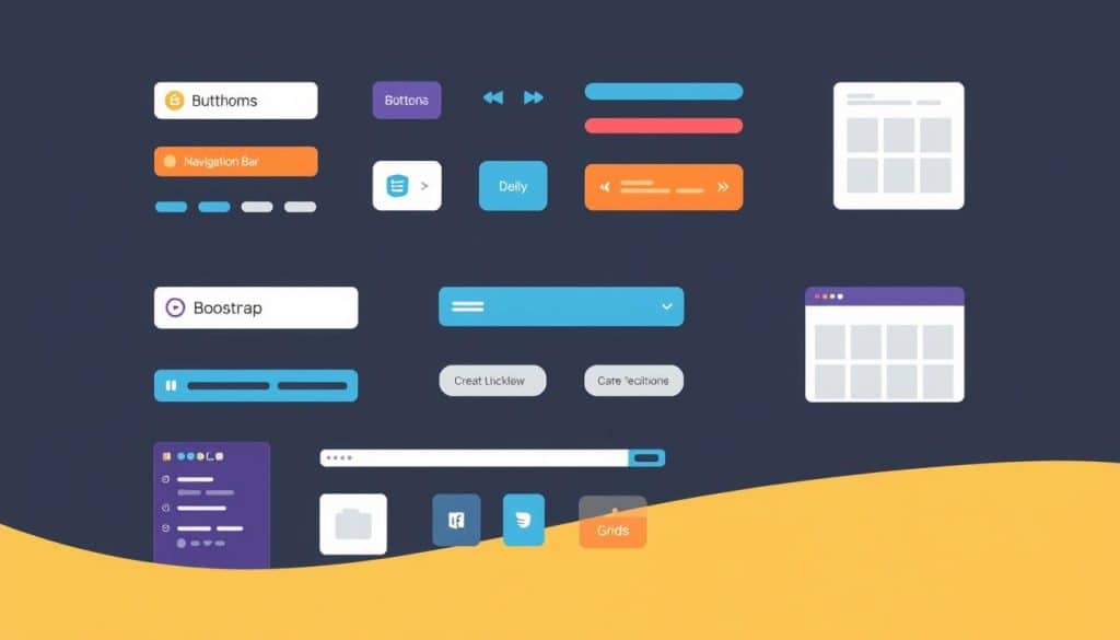 Generate an image illustrating Bootstrap framework components. Generate an image illustrating Bootstrap framework components.