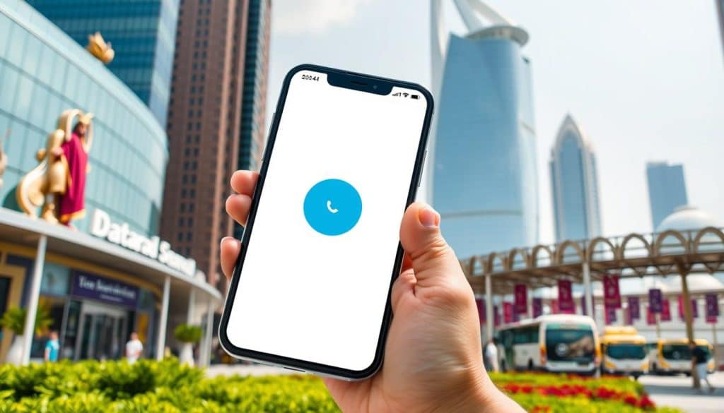Generate an image illustrating a PWA on a mobile device in Qatar.