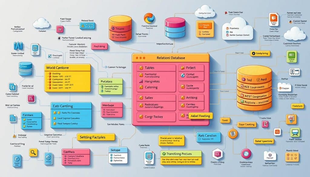 Generate an image illustrating the concept of relational databases