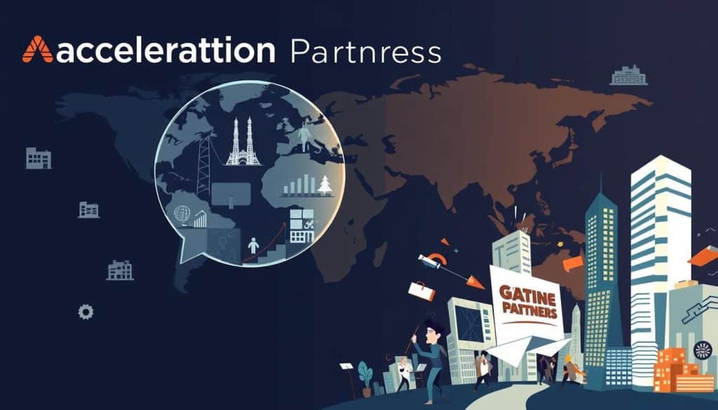 Generate an image of Acceleration Partners' global offices or a marketing campaign visual.