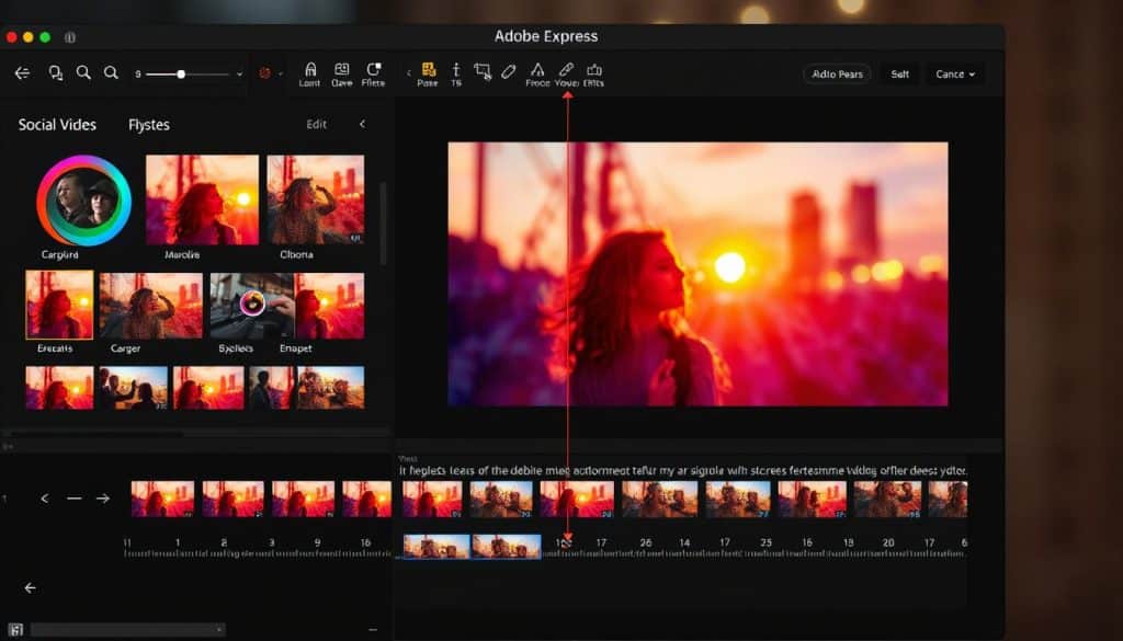 Generate an image of Adobe Express editing a social media video.