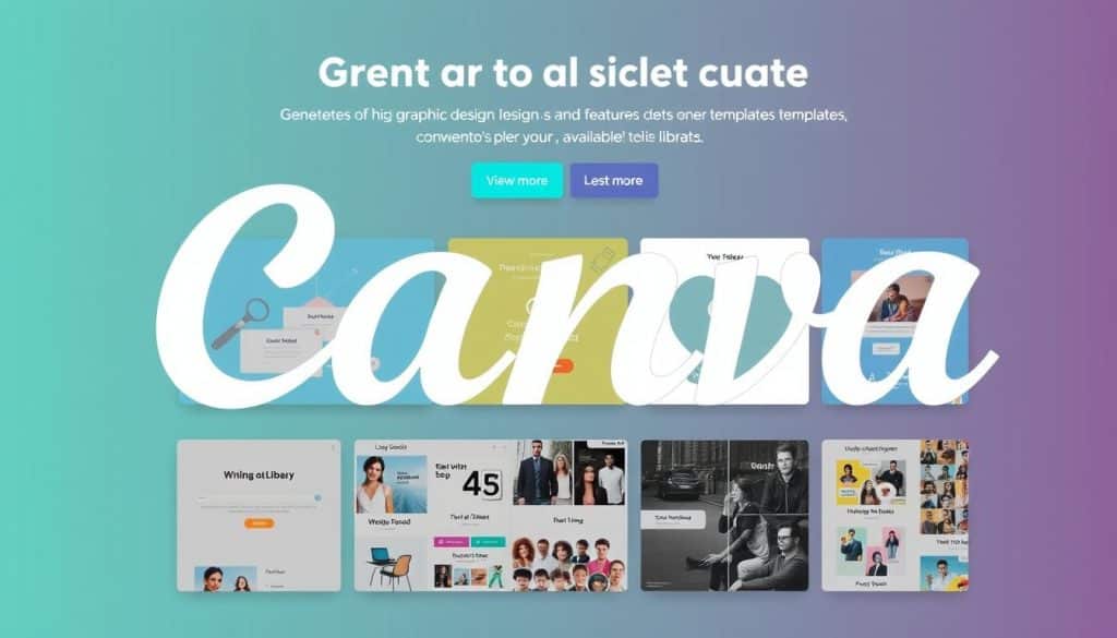 Generate an image of Canva's user interface showcasing its graphic design capabilities and template library.