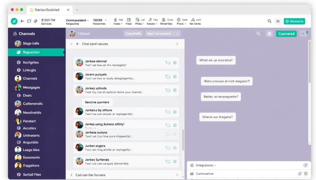 Generate an image of Slack's interface showcasing its team communication features.
