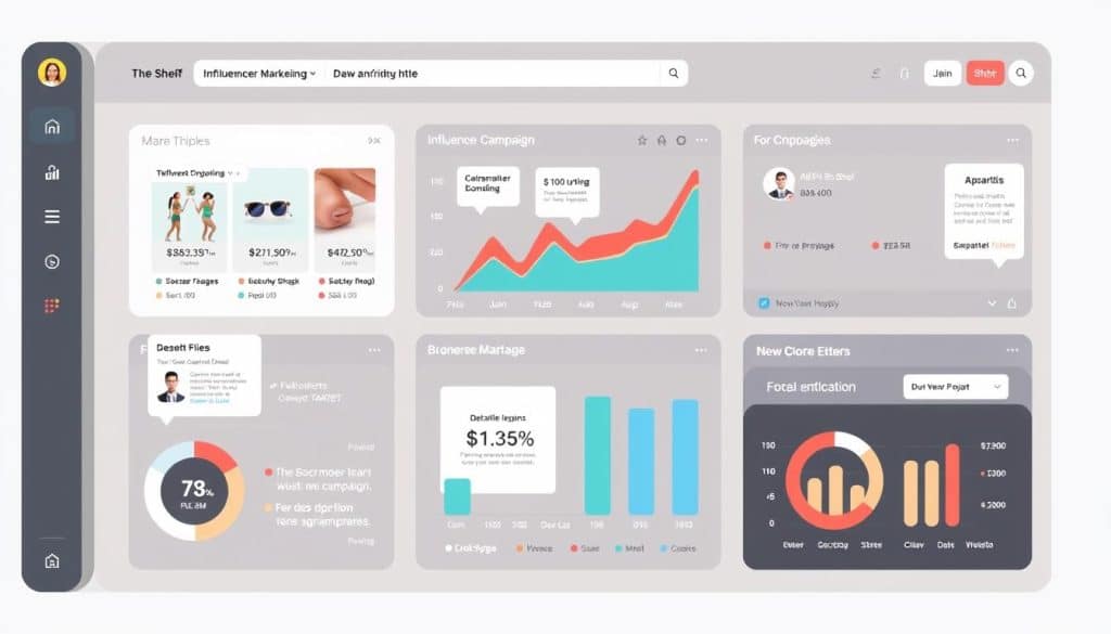 Generate an image of The Shelf's influencer marketing campaign dashboard