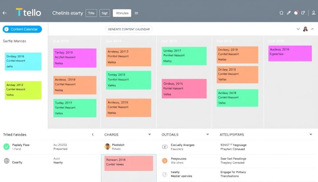 Generate an image of Trello boards used for content calendar management.