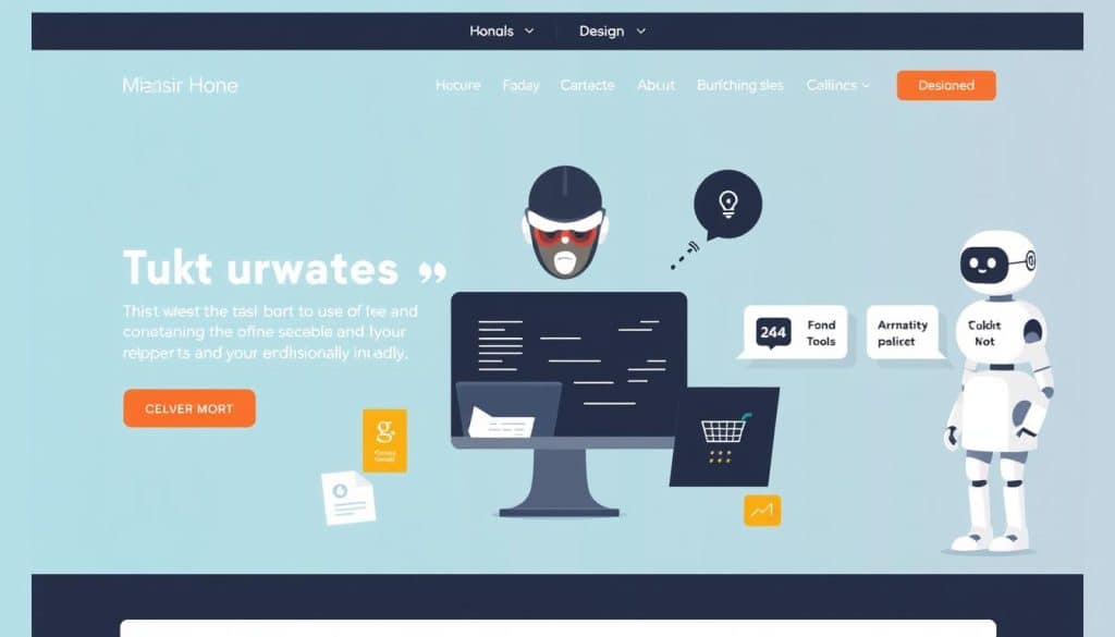 Generate an image of a B2B website with interactive tools and chatbots