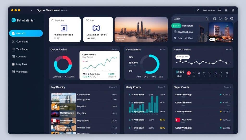 Generate an image of a CMS dashboard for a Qatari business website