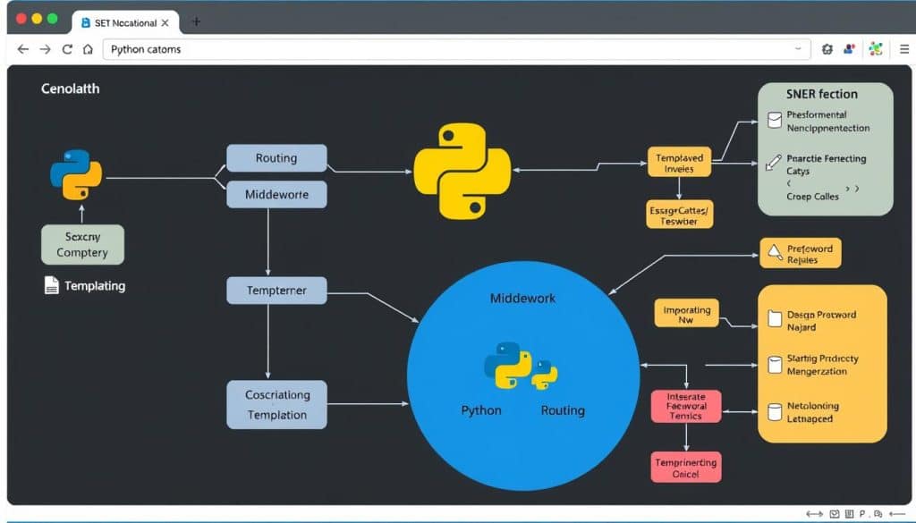 Generate an image of a Python web development framework diagram