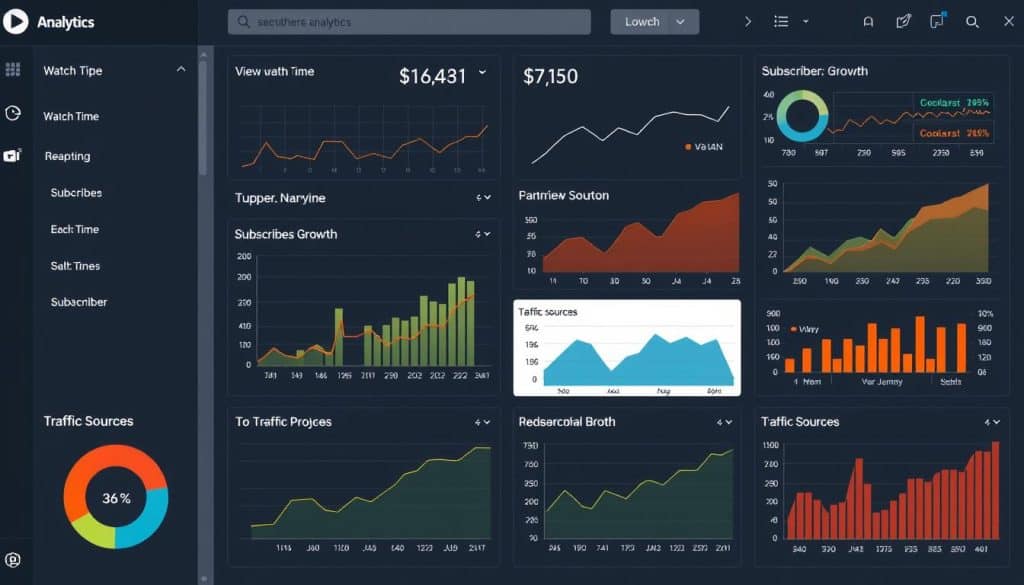 Generate an image of a YouTube analytics dashboard