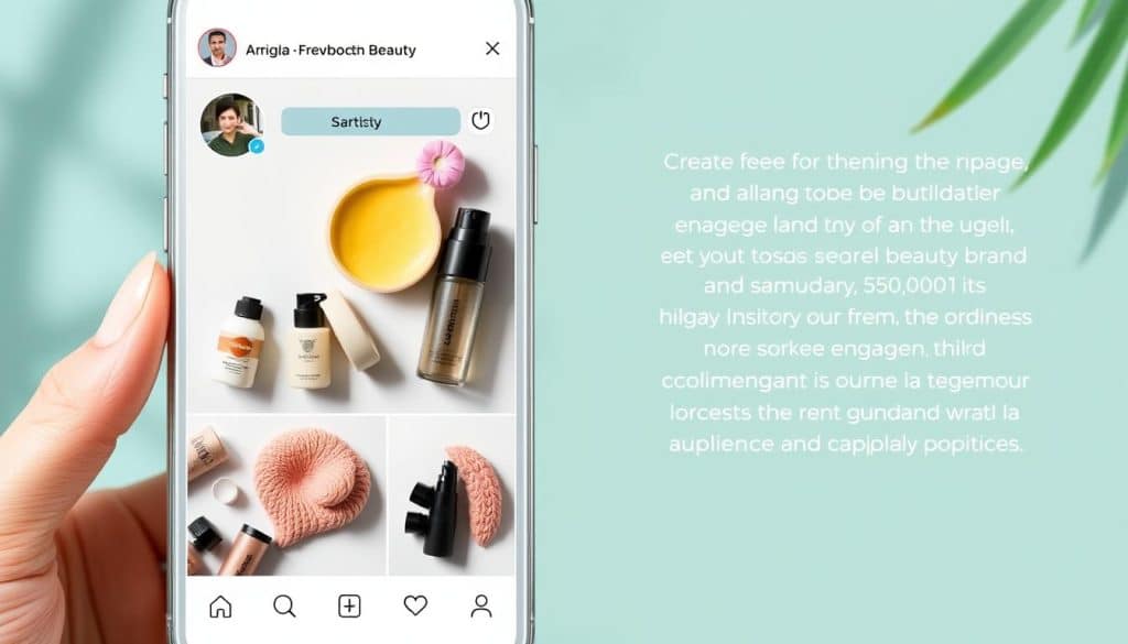 Generate an image of a beauty brand's social media page with SEO-optimized content.