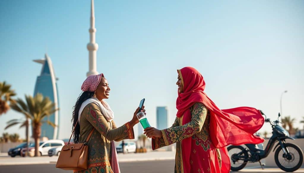 Generate an image of a brand partnering with an influencer in Qatar