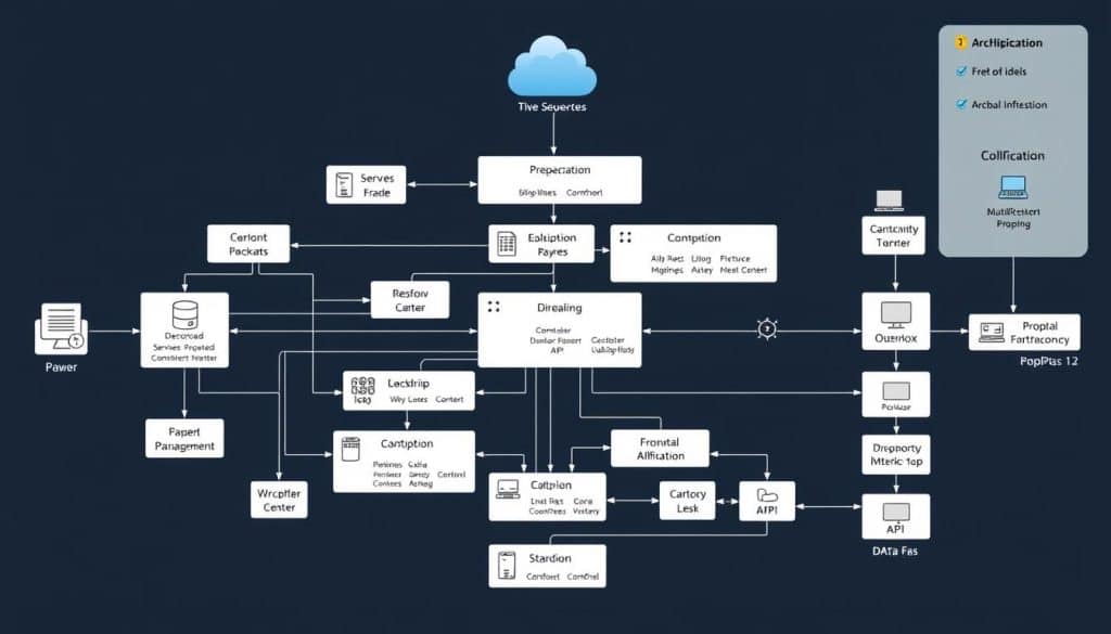 Generate an image of a complex web application architecture using Java
