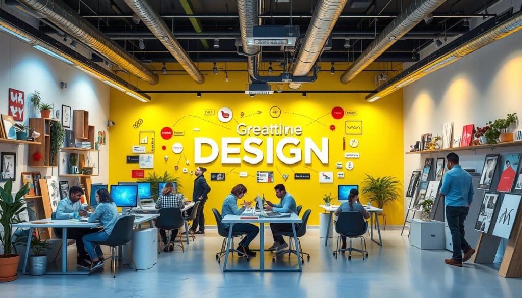 Generate an image of a creative graphic design agency in Qatar