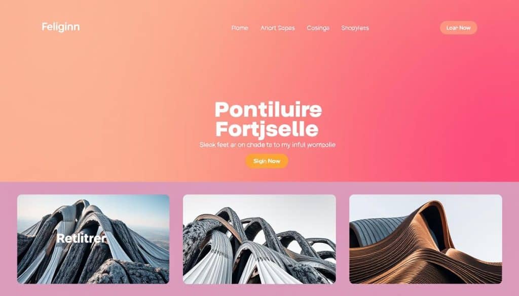 Generate an image of a creative, one-page portfolio template with a streamlined design.