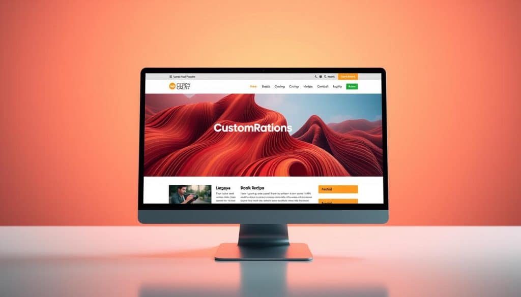 Generate an image of a custom-built website on a desktop screen