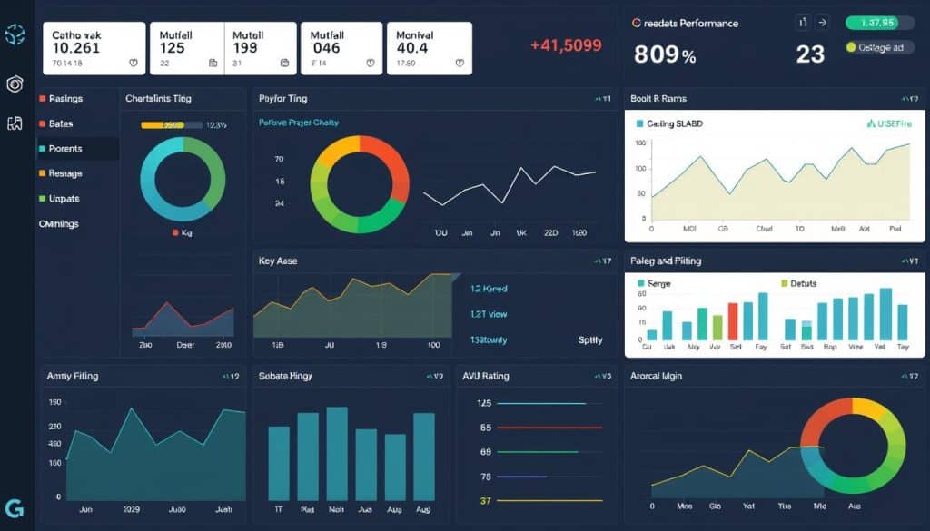 Generate an image of a dashboard displaying website performance metrics