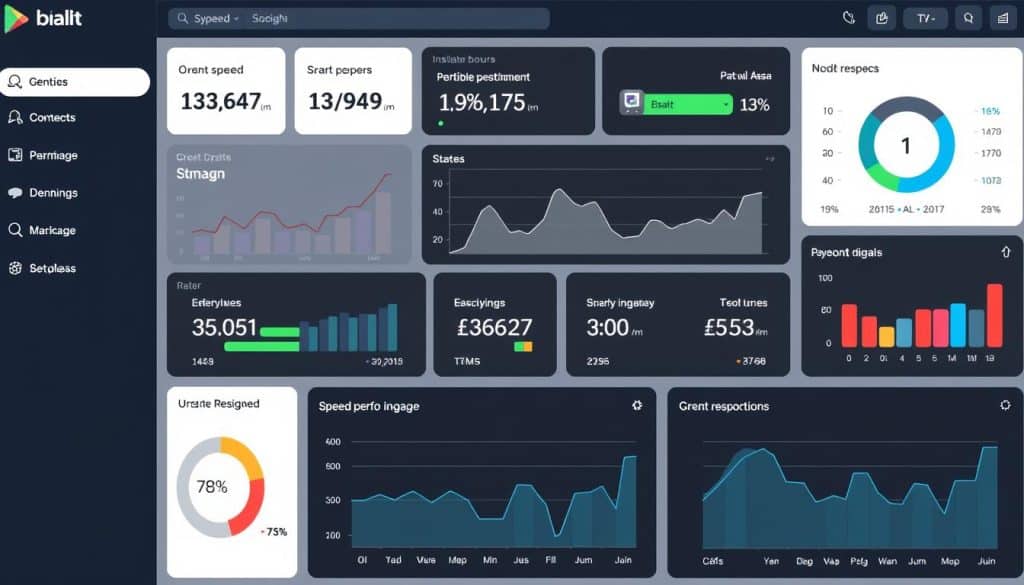 Generate an image of a dashboard displaying website speed insights