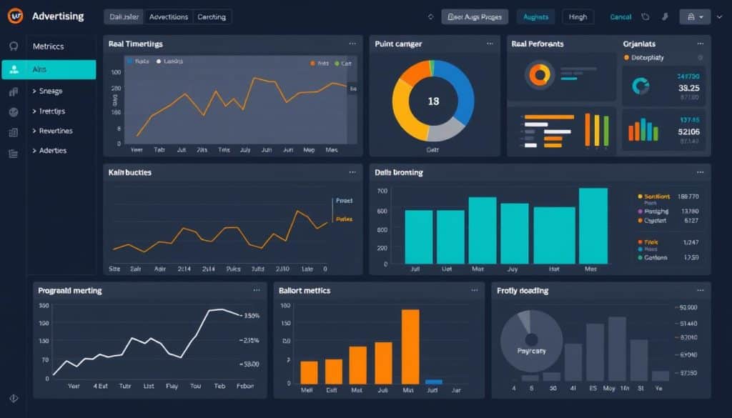 Generate an image of a digital dashboard displaying real-time programmatic ad metrics.